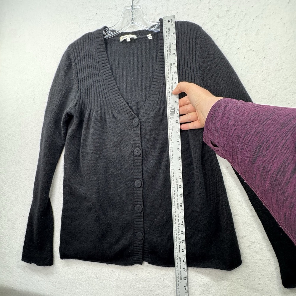 VINCE Button Up Cardigan Sweater Womens Large‎ Quiet Luxury Academia Luxe Black - Picture 5 of 11